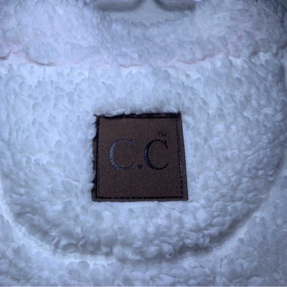 Girlie Girl Originals Medium White Sherpa Half Zip Pullover Pink Collar - Picture 13 of 14